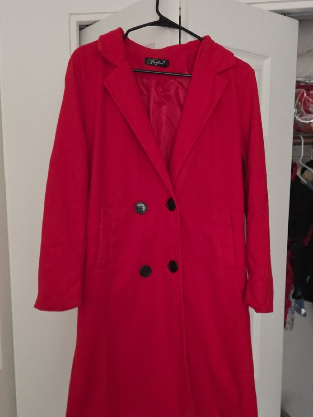 Classic Red Double-Breasted Pea Coat by Papaya